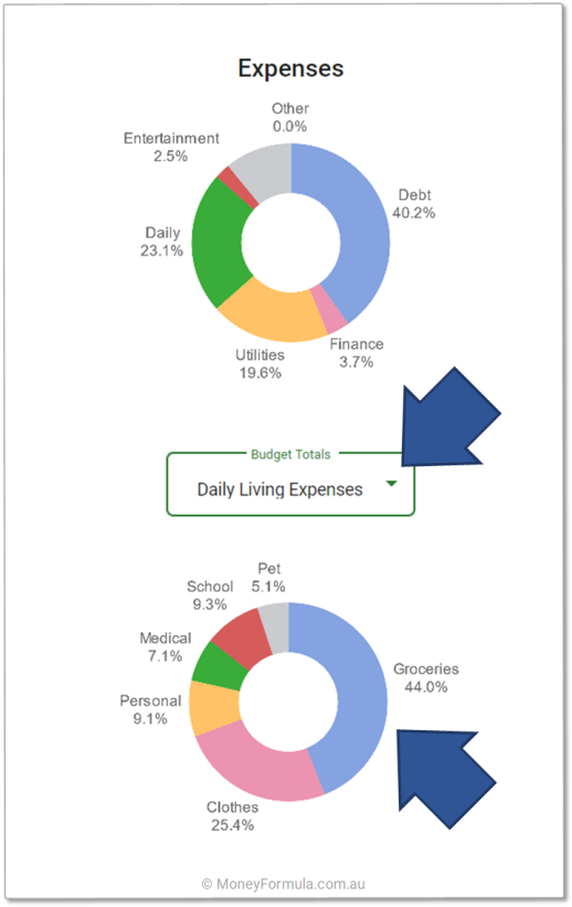 Barefoot Investor Budget App - Detailed Expenses.