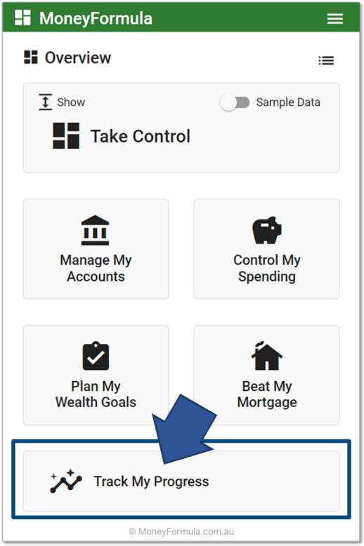 Personal Finance App Track My Progress.