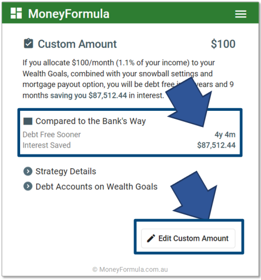 Personal Budget App Debt Target Bucket Percentage.