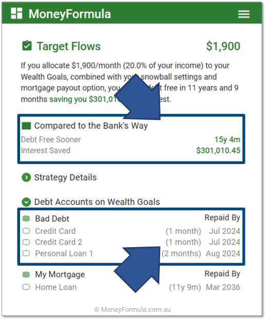 Personal Budget App Debt Target Bucket Percentage.