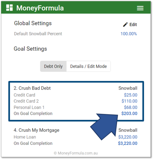 Personal Finance App Debt Strategy - Changing Default Snowball.
