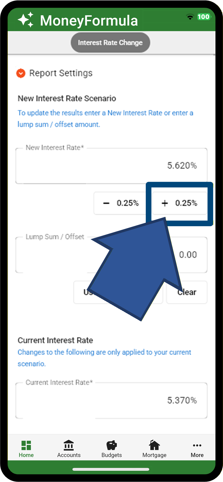 MoneyFormula App - Interest Rate Rise Report - Choose an Interest Rate.